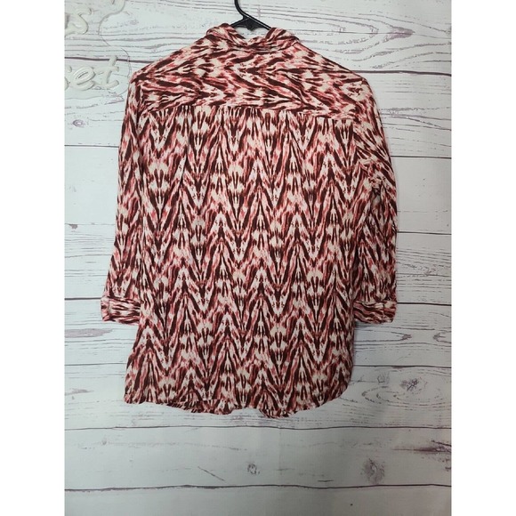Chicos Multicolor Geometric Coastal Button Front Long Sleeve Blouse Womans 1 - Picture 5 of 5
